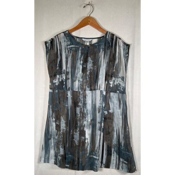 Cabi Womens Size L Tunic Top Sleeveless Sheer Earthy Colors in an Abstract Print - Picture 1 of 13